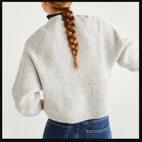 Mango chunky grey mock neck sweater - Picture 2 of 4